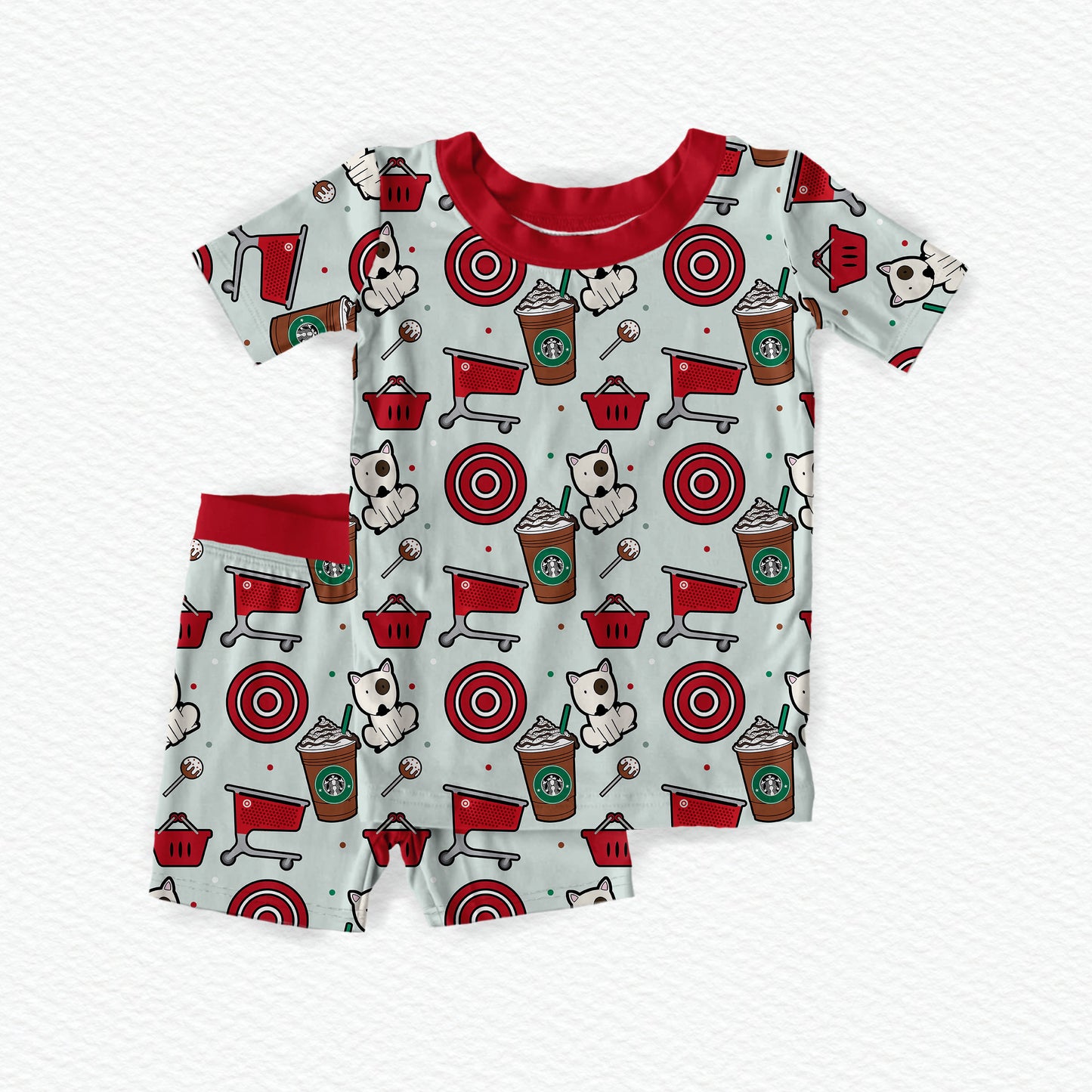 Carts & Coffee Bamboo Short Sleeve Two Piece Pajama Set
