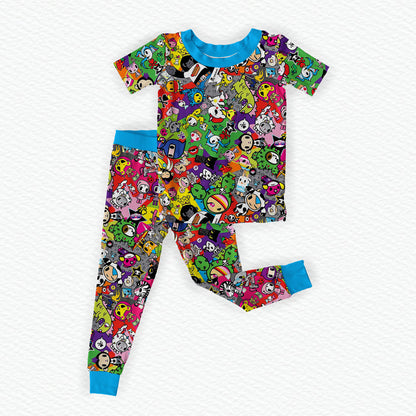 Toki Bamboo Short Sleeve and Pants Two Piece Pajama Set