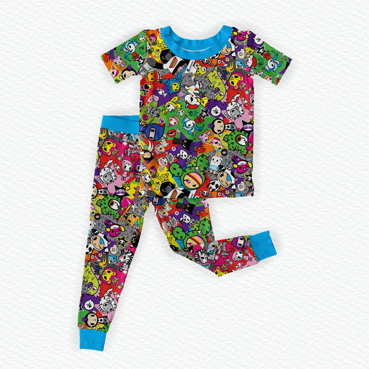 Toki Bamboo Short Sleeve and Pants Two Piece Pajama Set
