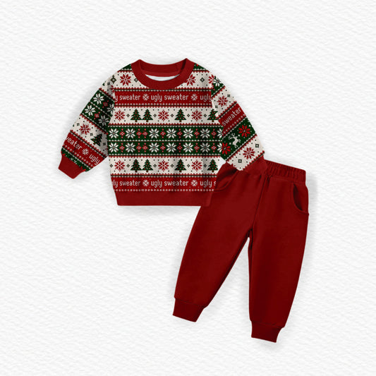 Santa's Sweater Bamboo French Terry Crewneck & Joggers Set