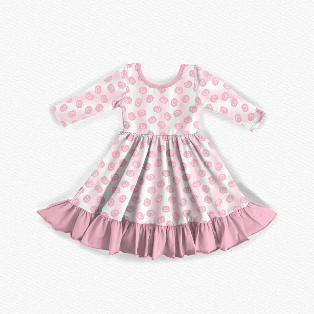 Pretty Little Pumpkins Bamboo Long Sleeve Ruffle Dress