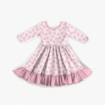 Pretty Little Pumpkins Bamboo Long Sleeve Ruffle Dress