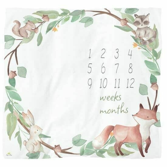 Itzy Ritzy Cutie Captures™ Woodland Milestone Blanket - soft luxury baby blanket baby gift Baby Nursery Essentials