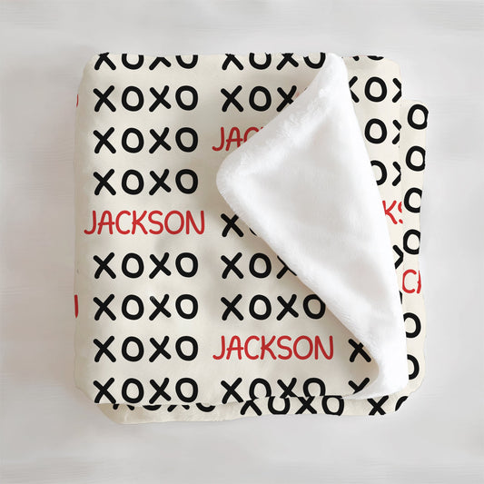 Boy Valentines XOXO Personalized Minky Blanket